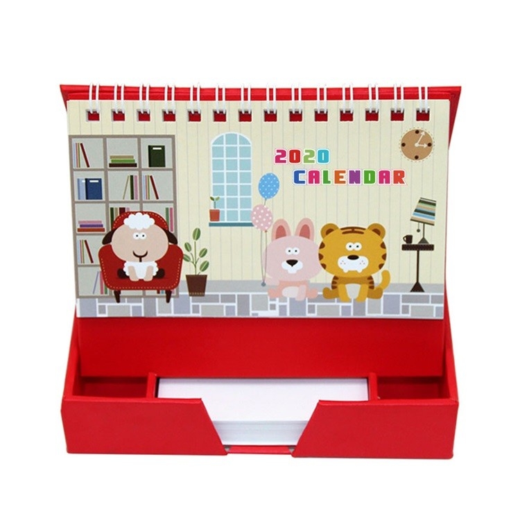 Kalender Meja Cetak Warna A4 A5 Dua Sisi Dengan Karton Putih 250g