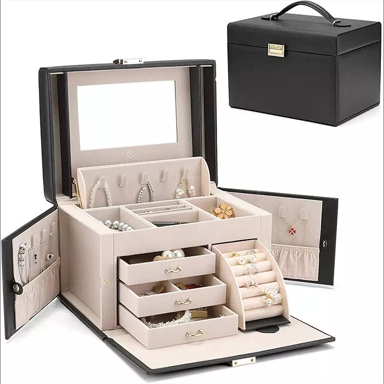 Faux Leather Full Color Printed Boxes Kustom Untuk Perhiasan Wanita Wanita