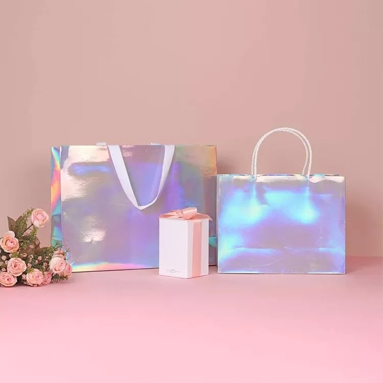 Tas Pembawa Pakaian Perak Foil Berkilau Warna Cmyk Hologram