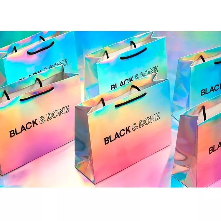 Tas Pembawa Pakaian Perak Foil Berkilau Warna Cmyk Hologram