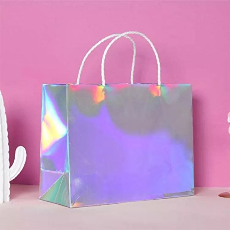 Tas Pembawa Pakaian Perak Foil Berkilau Warna Cmyk Hologram