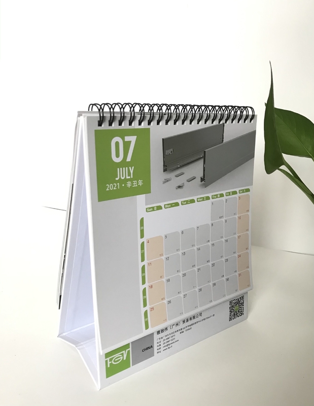 Kalender Meja Cetak Warna A4 A5 Dua Sisi Dengan Karton Putih 250g